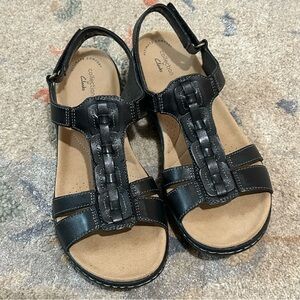 Clarks LAURIEANN KAY Black Leather Sandals